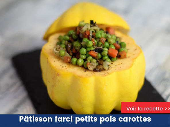 Pâtisson farci petits pois carottes